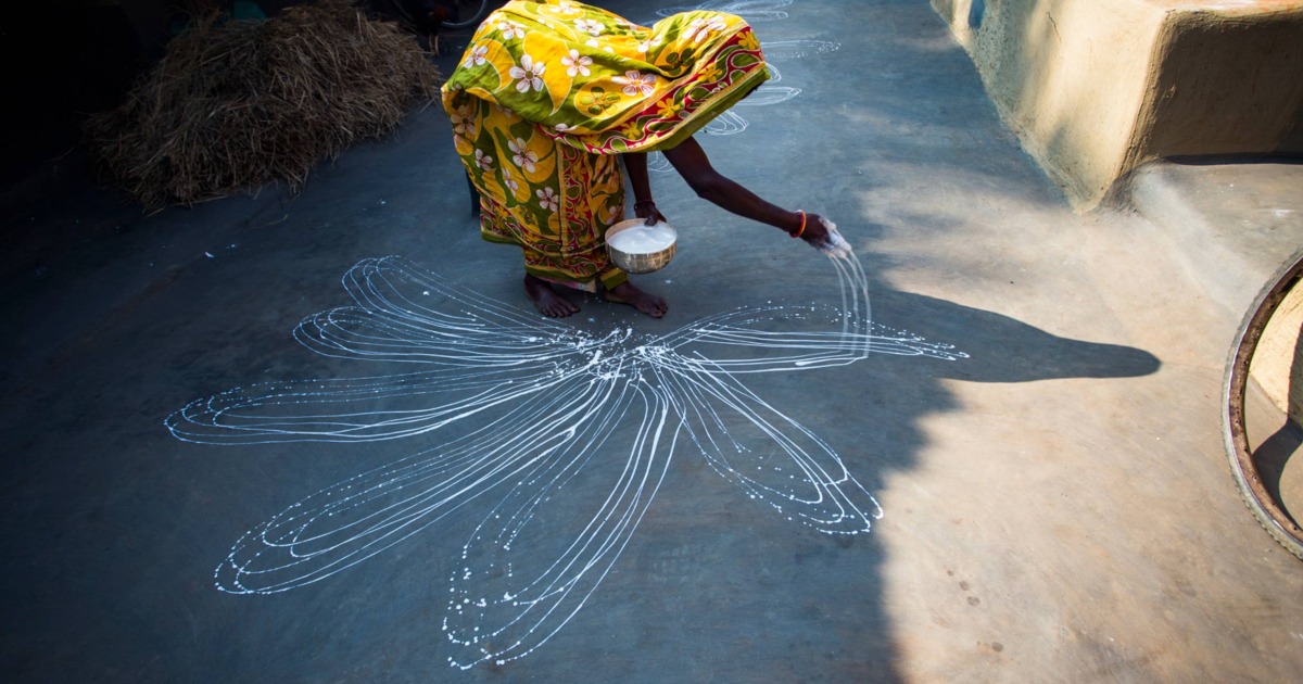 Bandna Art: Celebrating Harvest with Floor Designs